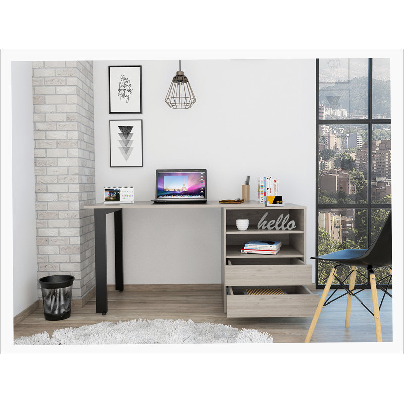 58" Light Gray Wood Computer Desk