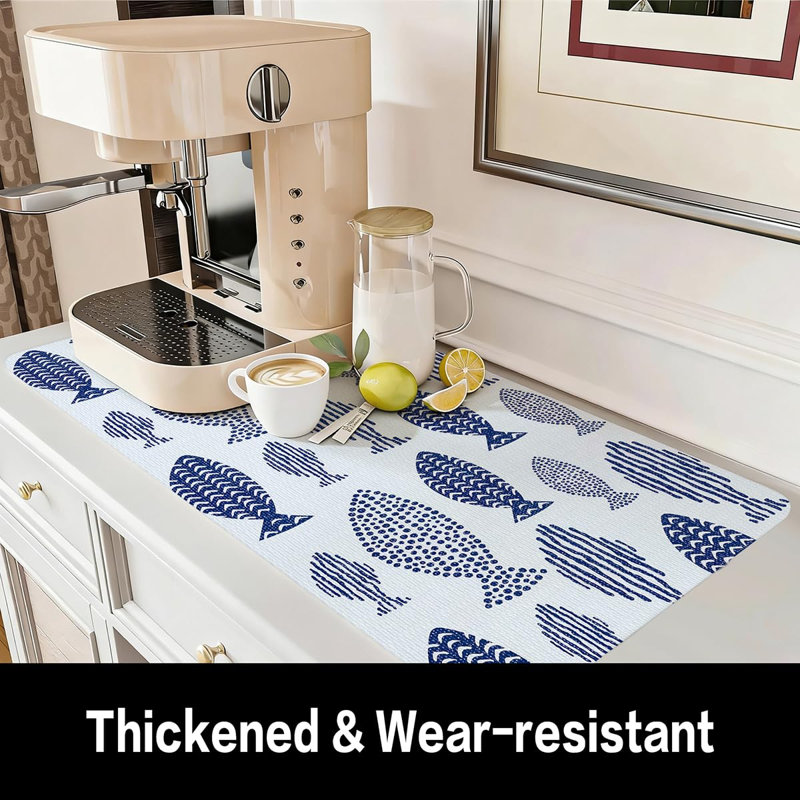 Doublure de tiroir à poisson bleue pour armoires de cuisine 15,7 po x 16,4 pi | Doublures de tiroir de commode non adhésives Doublure de placard de cuisine imperméable