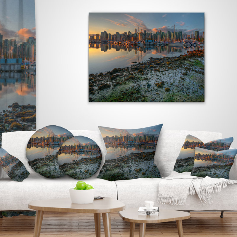Coussin de soleil beau soleil à vancouver, 16 po x 1 po, Coussin décoratif