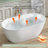 47'' W x 27.5'' D Acrylic Freestanding Bathtub Stand Alone Double Slipper Tub Oval Glossy White Bathroom Tub with Overflow & Center Drain