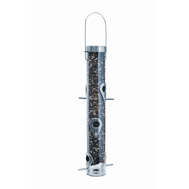 22-Inch Clear and Silver Squirrel Resistant Tube Bird Feeder