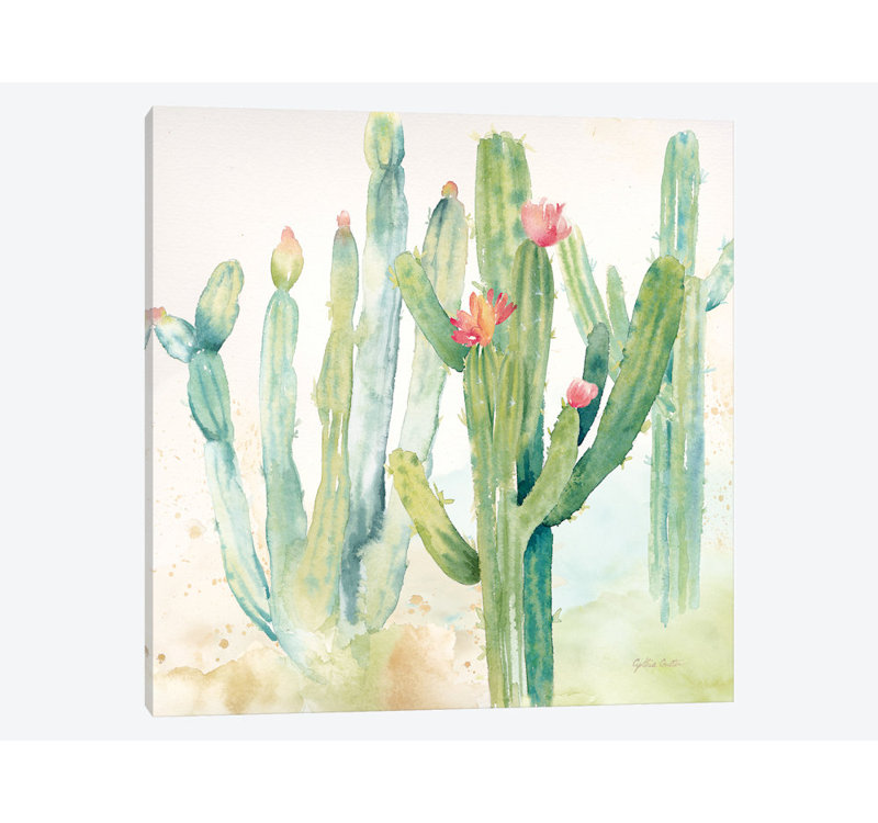 «Cactus Garden II», reproduction sur toile, H 16 po x l 16 po x P 1 po, Papier d'art encadré noir
