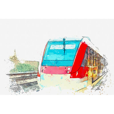 Train Watercolour Sketch - Wrapped Canvas Print