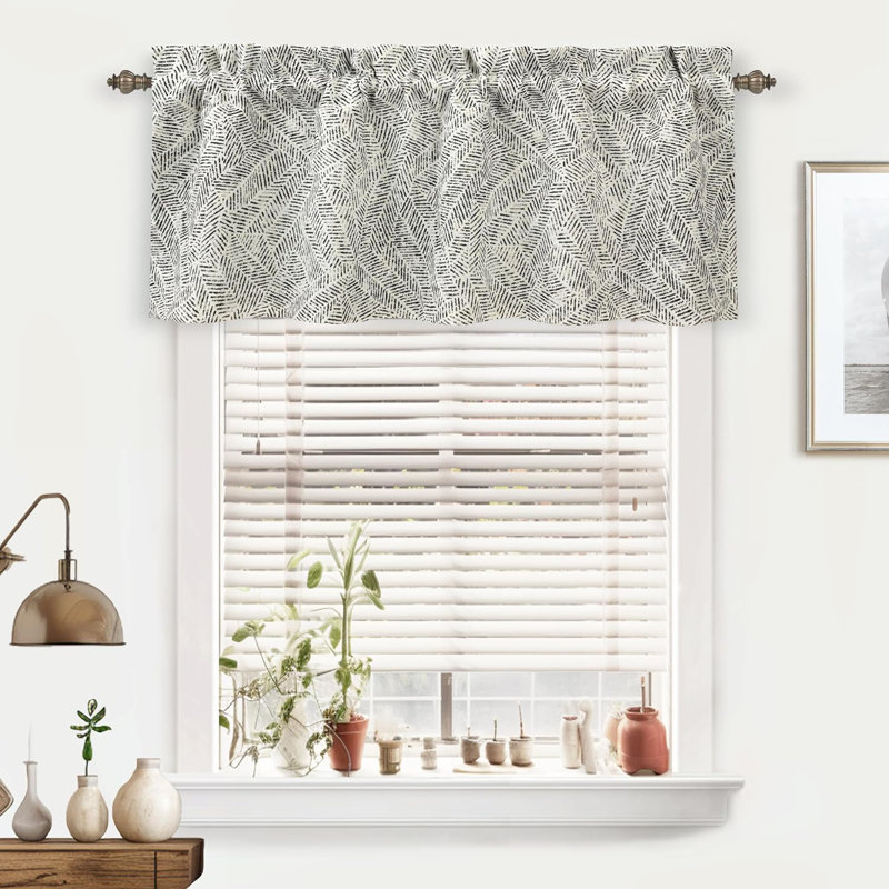 Black and White Linen Blend 52'' Rod Pocket Valance