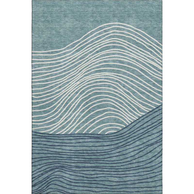 Tapis de qualité supérieure lavable à la machine Mayfield AMF2350, Bleu sarcelle, 5 pi x 7 pi 6 po