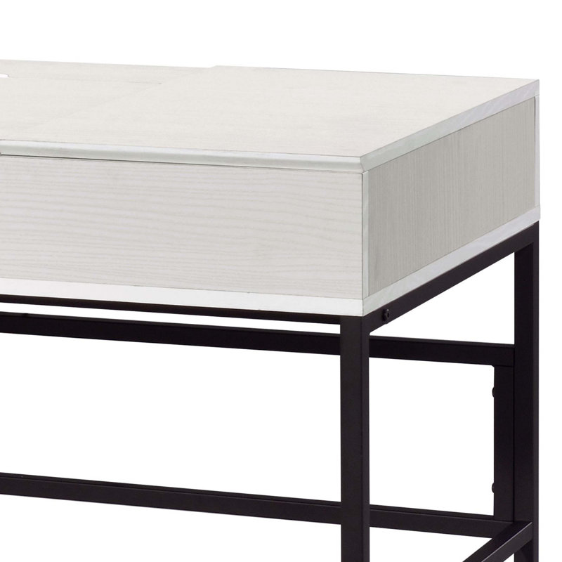 Bureau d'écriture avec USB Verster, Noir, naturel