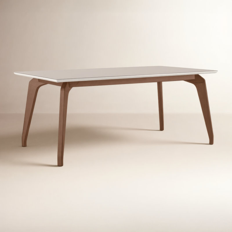 Modern Brazilian Glass Dining Table, 29.5" H x 70.75" L x 39.25" W, Off White