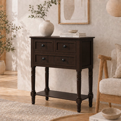 Console en bois de pin avec boutons ronds