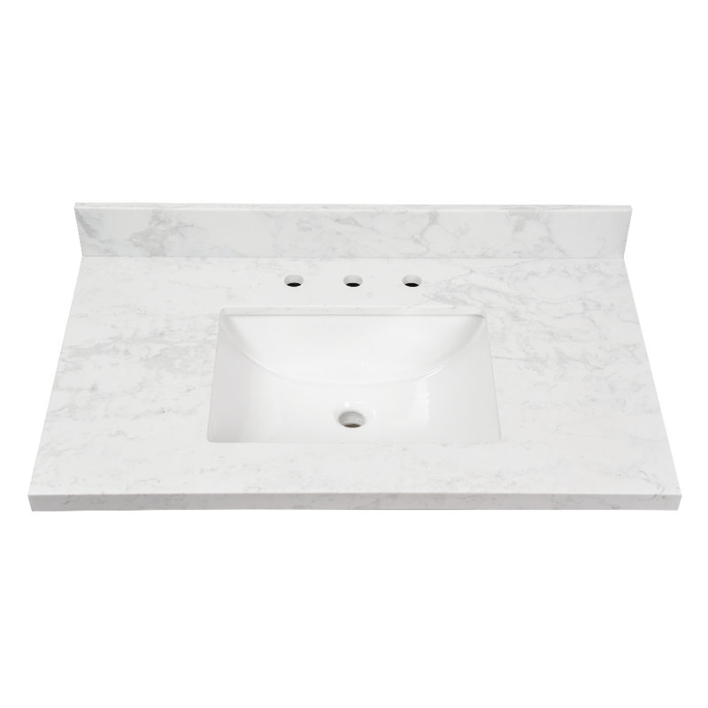 Dessus de meuble-lavabo à quartz en laiton 37 po Kingston (trous de robinet 8 po)