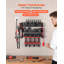 Organisateur d'outils électriques avec station de charge, support de rangement pour perceuse à 3 couches avec 4 supports de perceuse et panneau perforé latéral, organisateur d'outils de garage intégré à 8 prises électriques pour garage, établi, atelier