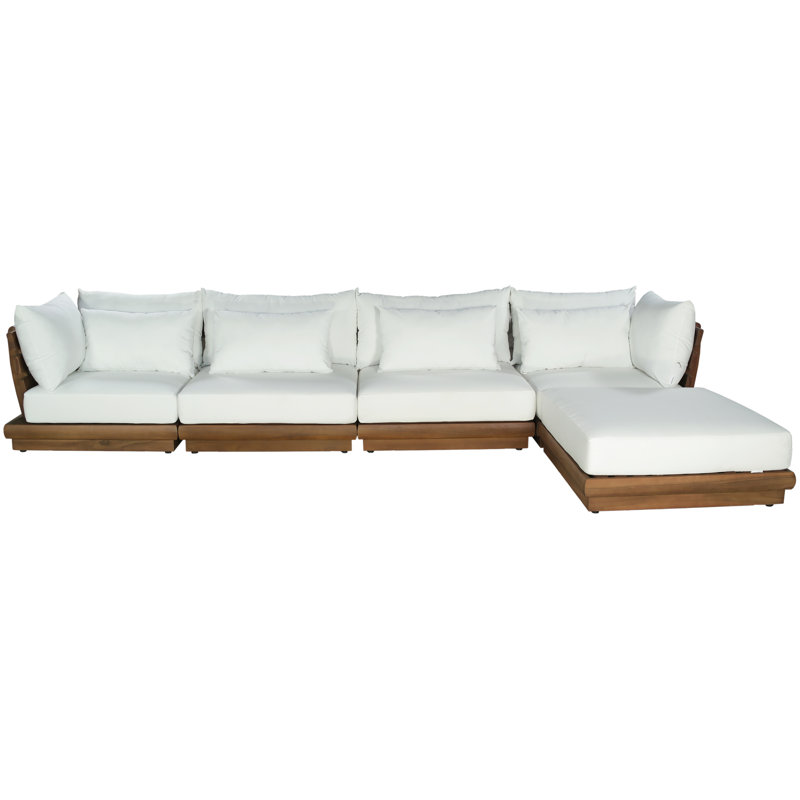 Ivry Water Resistant Fabric Upholstered Outdoor Patio Modular Sectional, White