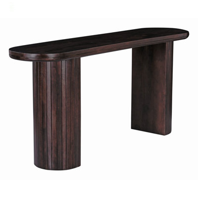 Console ovale contemporaine en bois massif à double piédestal