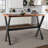3-Piece Table & Chairs Set,  Bar Dining Cafe Pub Party, Industrial Black Metal & Rustic Brown Wood, X-Leg Rectangular Table, 2 Swivel Adjustable Barstools With Backrest
