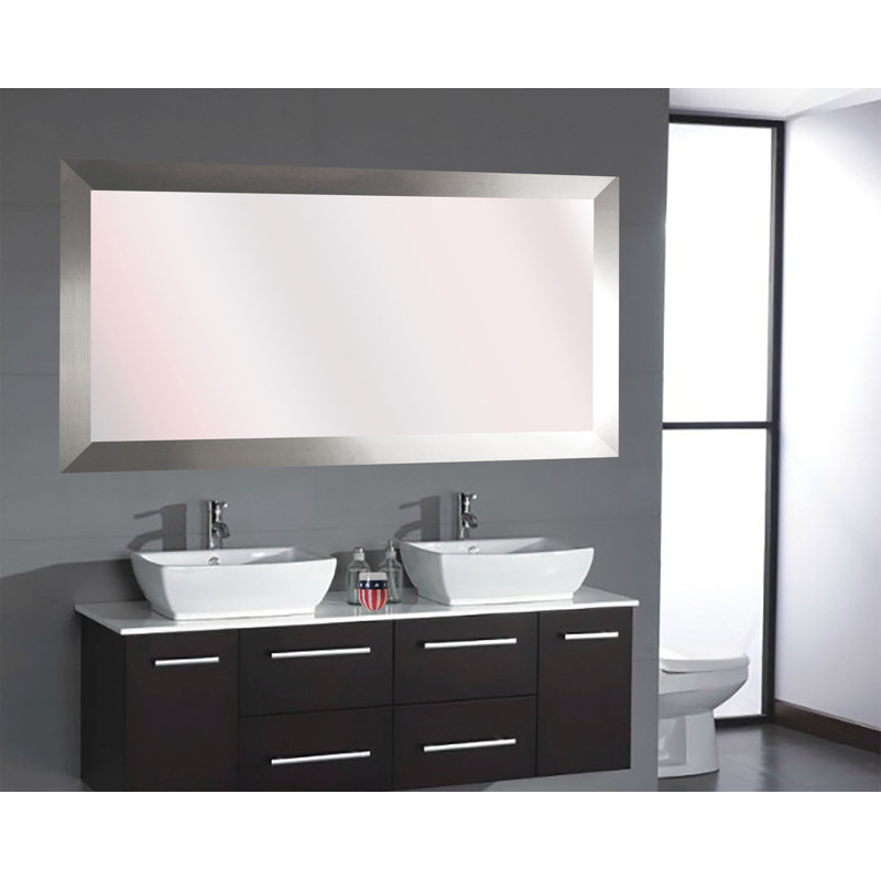 Irodion Engineered Wood Flat Mirror, Satin Black, 63.5" H  x  35" W
