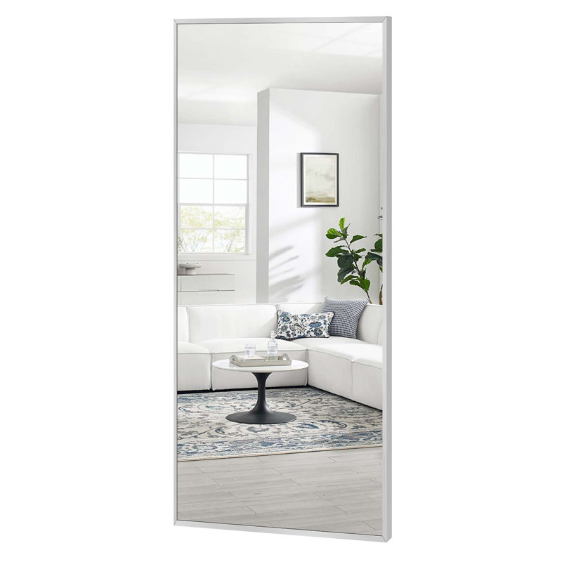 Talma Wood Flat Mirror, Light Gray, 71" H x 24" W