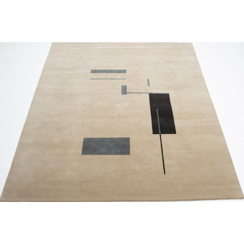 Tapis rectangulaire en laine noué à la main Modern Edit