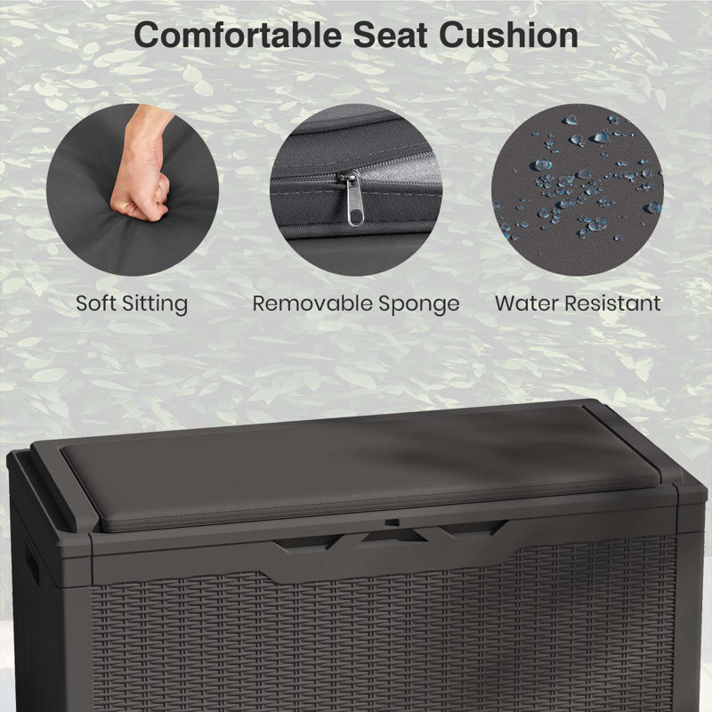 Black Polypropylene Wicker Lockable Deck Box, 100 Gallon