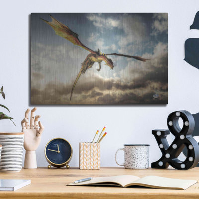 Trinx «Flying Dragon Mort From Above» par Daniel Eskridge, art mural en métal