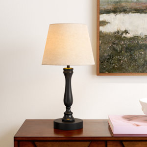 Labounty 19" Black Table Lamp with USB and Touch Control