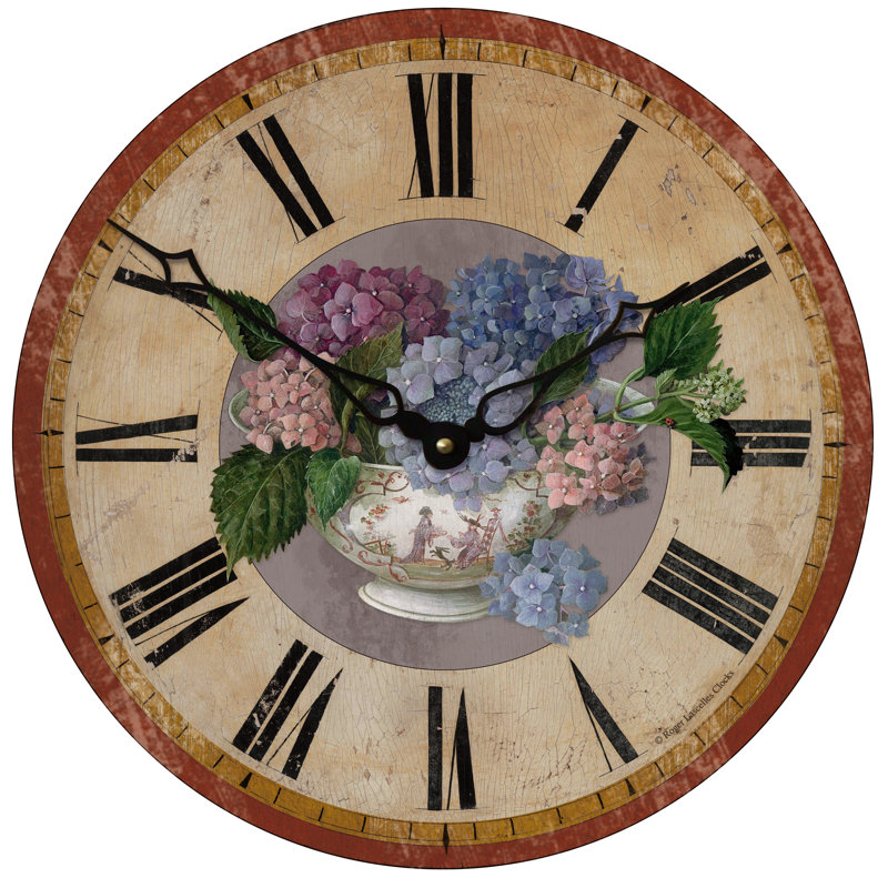 Pettie Hydrangea Motif Wall Clock - 36cm