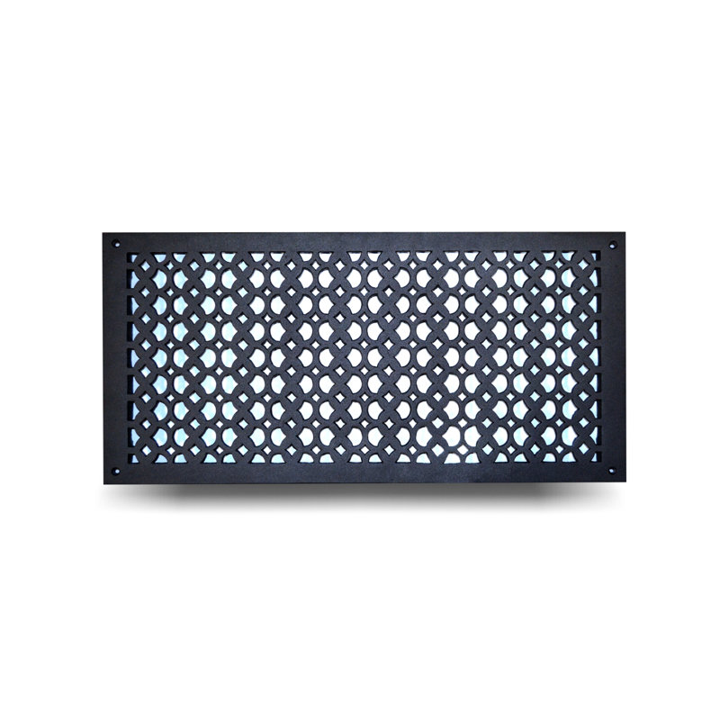 Grille murale en métal, 22" L x 10" W x 0.6" H, Noir