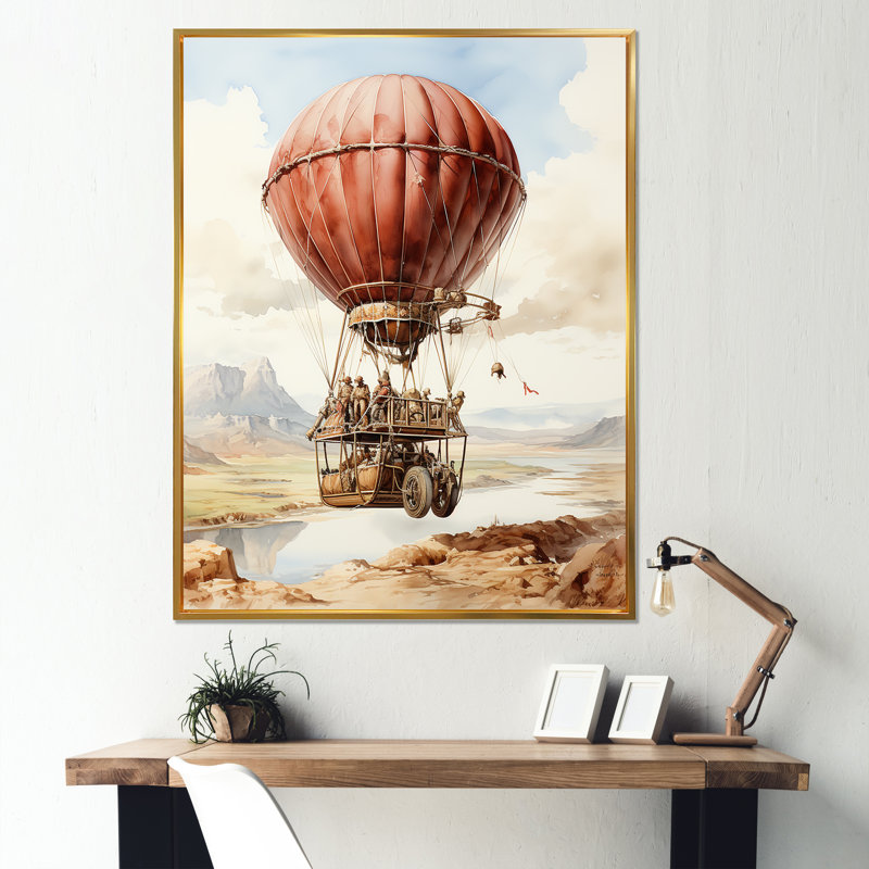 Ballon à air chaud dessert, Cadre flottant doré, H 32 po x l 24 po x P 1 po