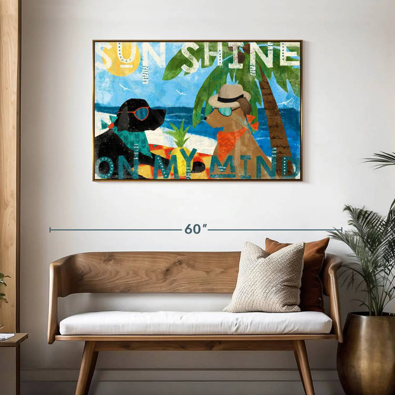 Good Vibes I, Cadre flottant doré, 43 po x 29 po