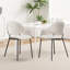 Chaises de salle à manger rembourrées Boucle de style Mid-Century blanc moderne de 4 personnes pour le bureau et les espaces, avec fabrication en tissu doux au toucher, structure de support