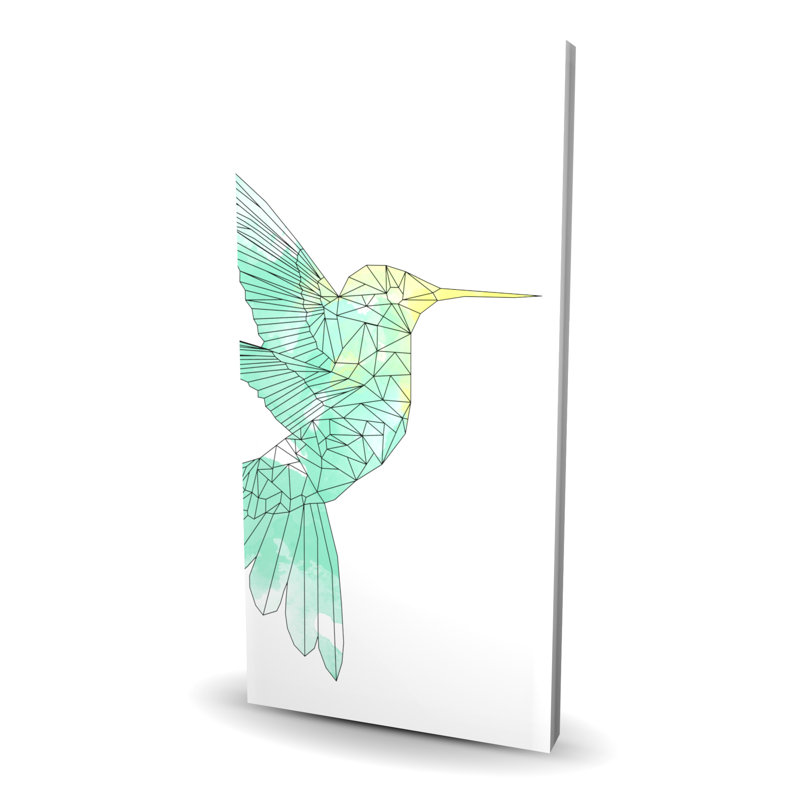 Art géométrique colibri géométrique - Toile turquoise