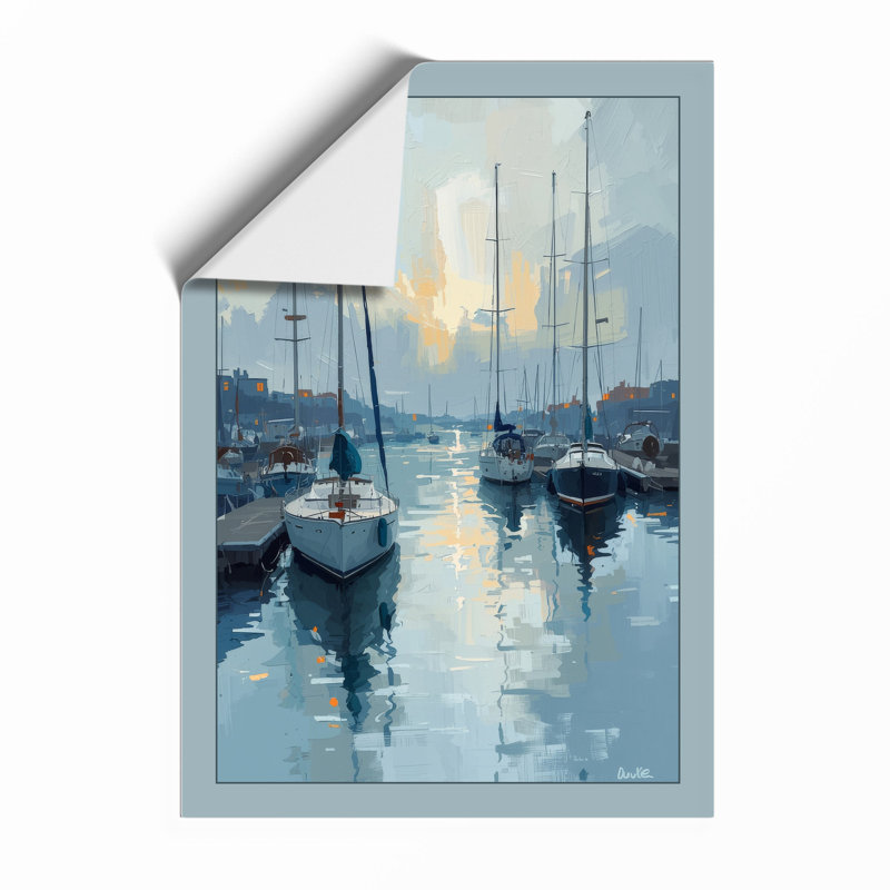 Harbor at Stillness Coastal - Framed Print, A4 - 29.7 x 21.0 cm, Unframed