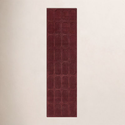 Mazzi Burgundy Hand-Loomed Geometric Wool Rug