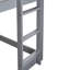 Lit simple en bois d'hévéa au-dessus d'un lit superposé gris, avec un élément en forme de maison charmante