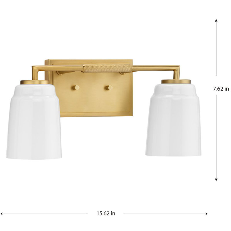Two-Light Industrial Vanity Light, Brushed Gold