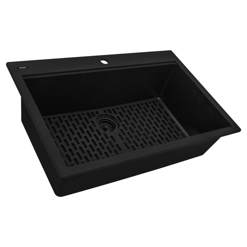 Évier de cuisine encastré 33 po Ruvati, Noir mat