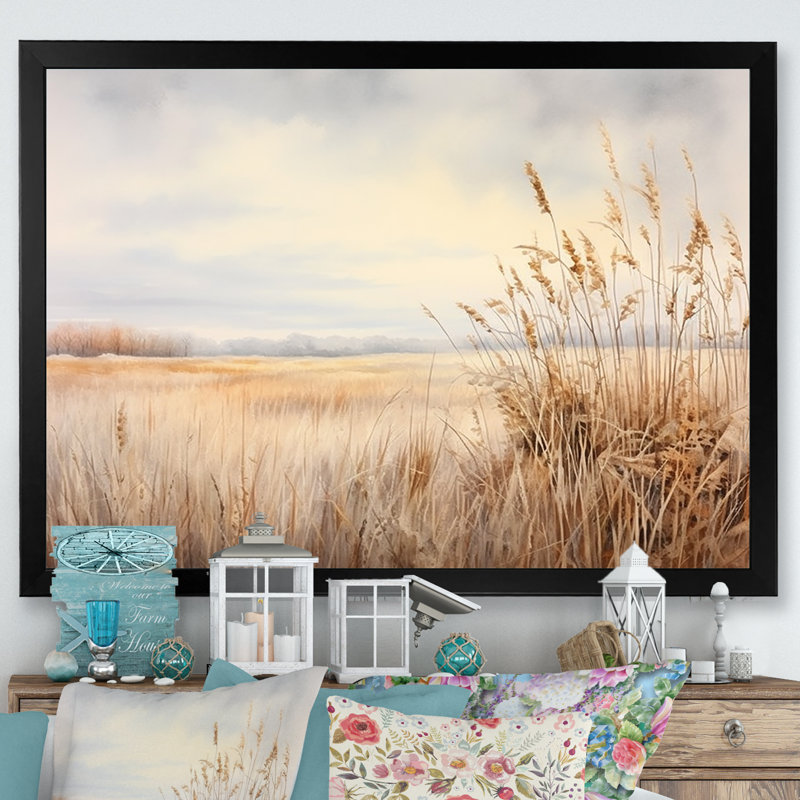 Prairie Peacefulness Meadows II sur toile, Cadre simple noir, H 34 po x l 44 po x P 1,5 po