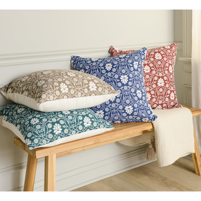 100% Cotton Throw Pillow, Polyester, Blue/Natural