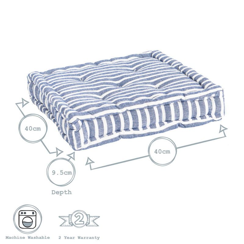 Nicola Spring - French Mattress Seat Cushions - 40cm, Blue