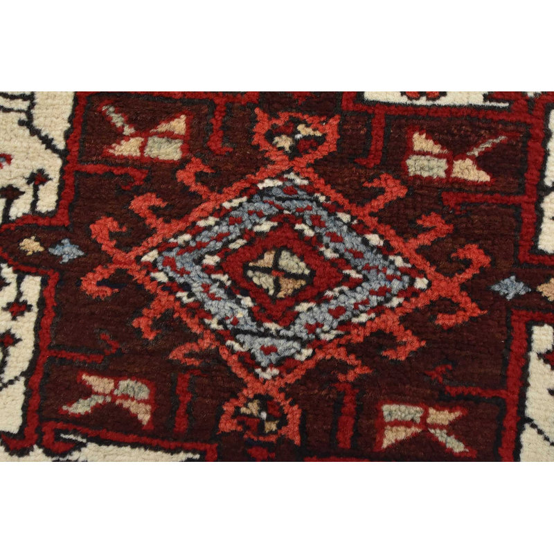 One-of-a-Kind 3'7" x 10'6" 1970s Rectangle Wool Area Rug in White