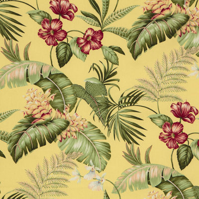 Ferngully Yellow Tropical Cotton Floral Fabric by the Yard