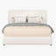 Grand lit plateforme tapissier ivoire grand avec rangement breveté à 4 tiroirs, tête de lit capitonnée à coutures courbées, support de matelas à lattes en bois, aucun sommier requis