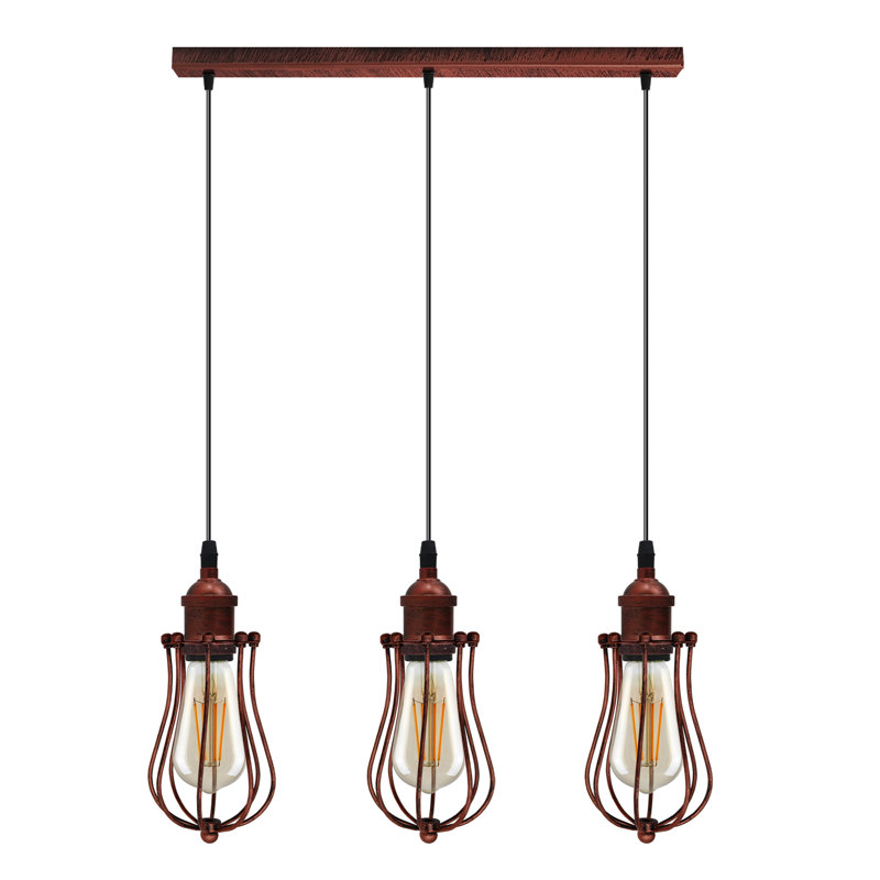 Roshawna 3 - Light Rustic Red Kitchen Island Pendant, Yes