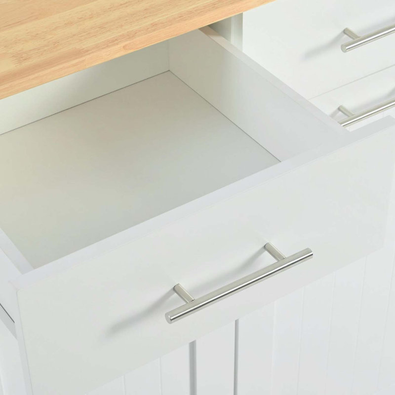 Îlot de cuisine avec abattant, chariot de rangement de cuisine avec organisateur à 3 niveaux, support de rangement interne, chariot de cuisine sur roulettes avec porte-serviettes, 2 tiroirs, pour la cuisine, blanc