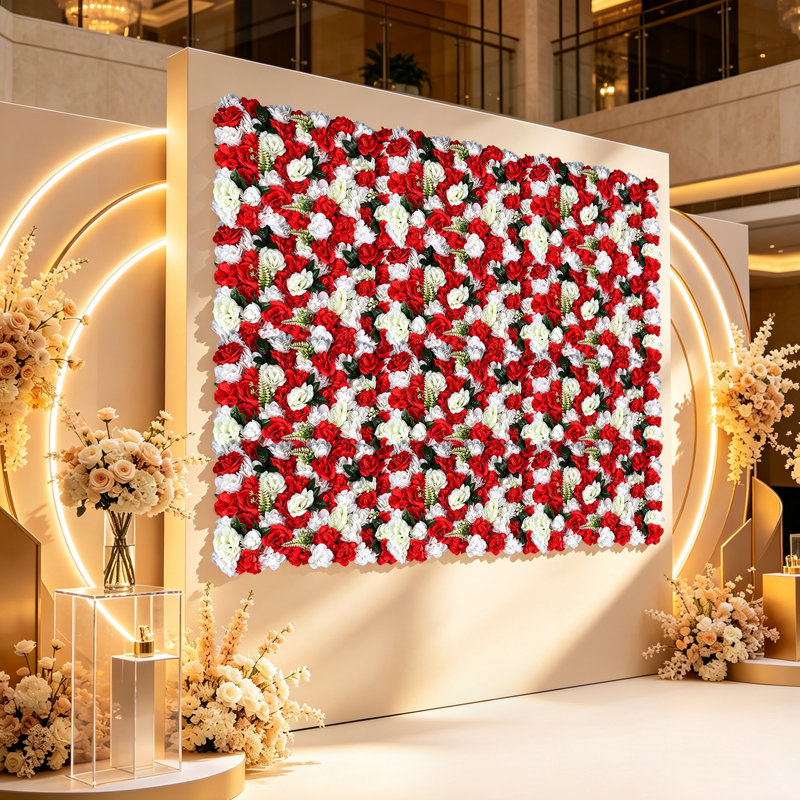 Panneau mural floral 12 pièces, fond floral artificiel, panneaux de fleurs artificielles
