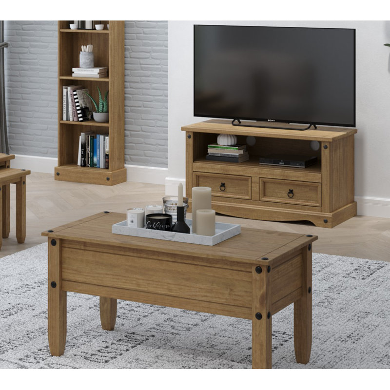 Payton Coffee Table solid pine, antique wax finish, Corona design, Natural