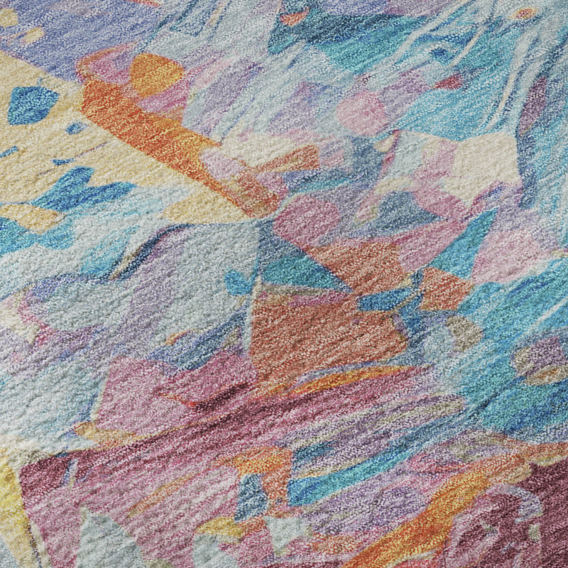 Premium Machine Washable Varroville AMF1713 Abstract Rug, Round 8'