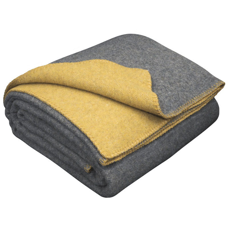 LoveYouHome Blanket, Grey/Mustard, 150 cm W x 215 cm L