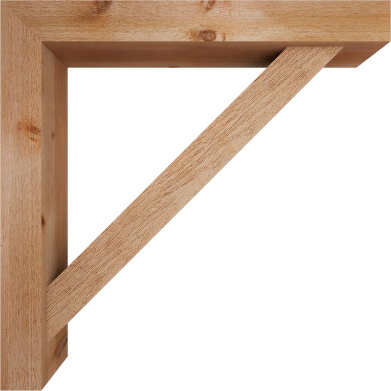 Traditional Block Bracket w/ Offset Brace, 38 x 38, 6"W Western Red Cedar (Rough Sawn)