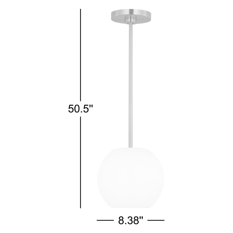 Luminaire suspendu simple à 1 lumière Frans, Nickel brossé, Non