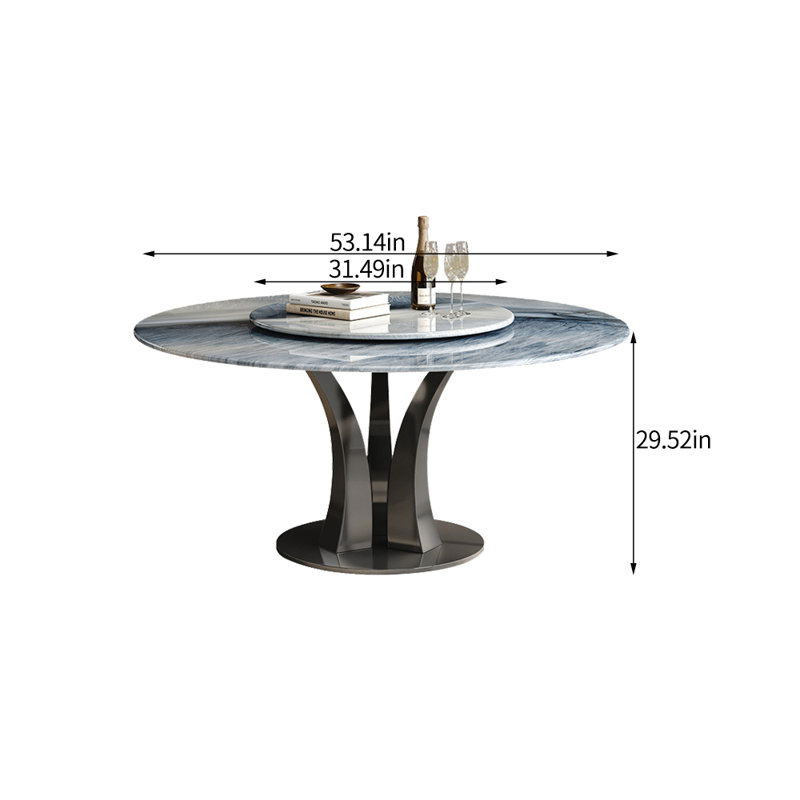 Table de salle à manger luxueuse, H 29,52 po x L 53,14 po x l 53,14 po