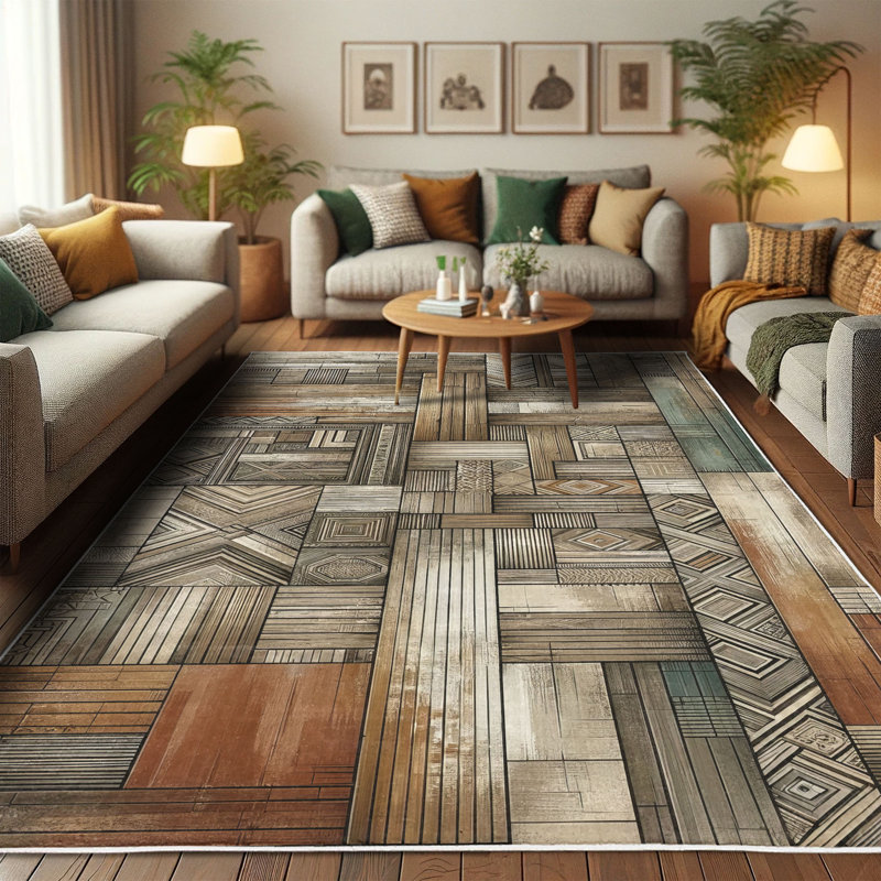 Grey Sepia and Cinnamon Bohemian Geometric Area Rug